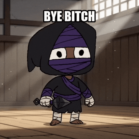 A ninja rebel waving goodbye